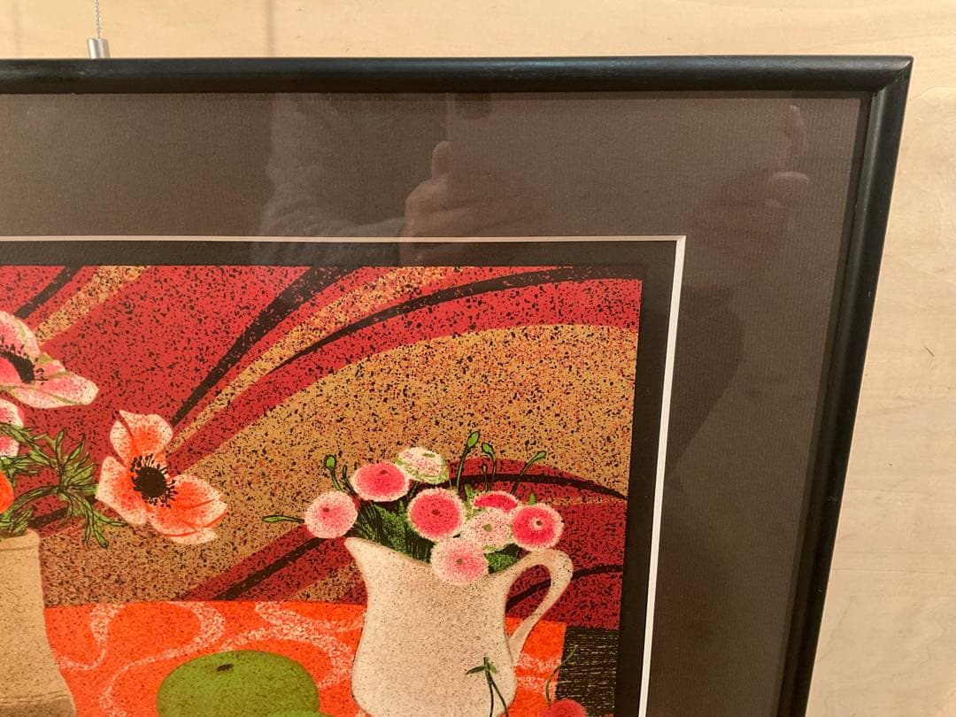 イヴ・ガンヌ　「アネモネのある静物」　リトグラフ　直筆サイン・エディション有り