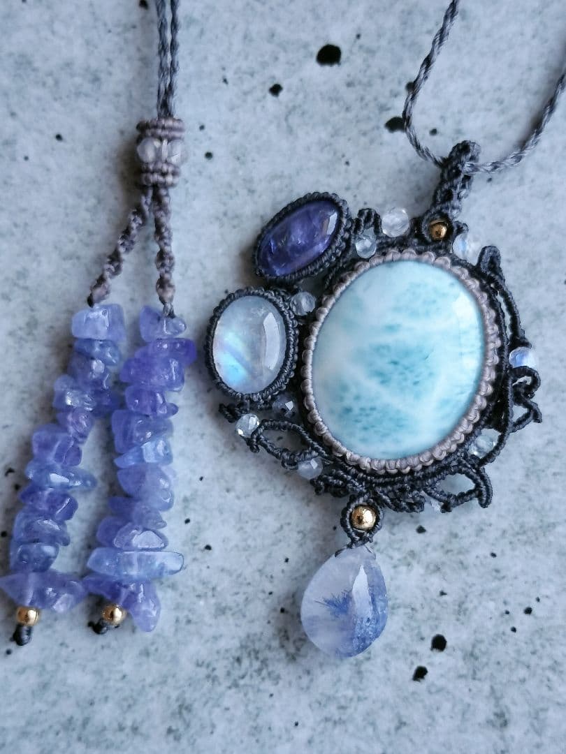 ラリマーマクラメネックレス✼碧音✼