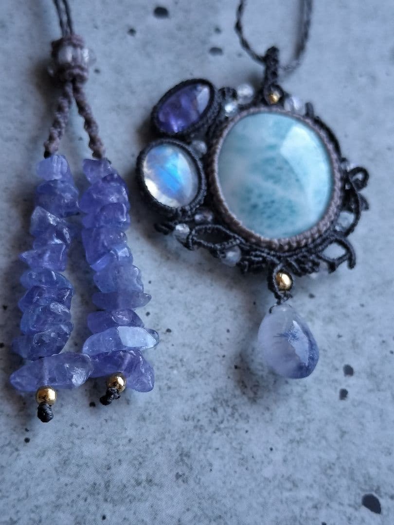 ラリマーマクラメネックレス✼碧音✼