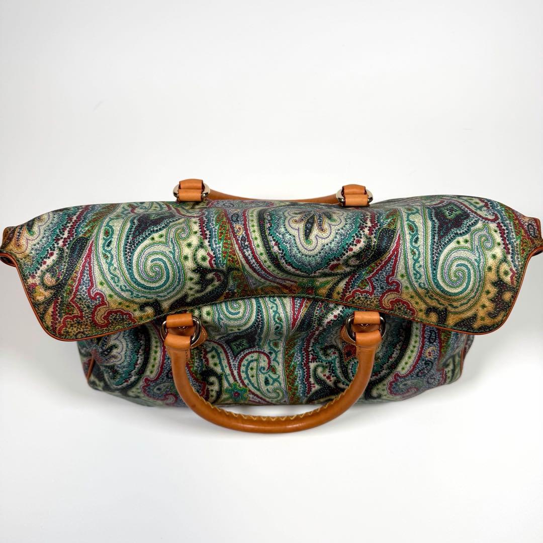 【希少】エトロ　ミニボストンバッグ　ペイズリー　2way PVC レザー