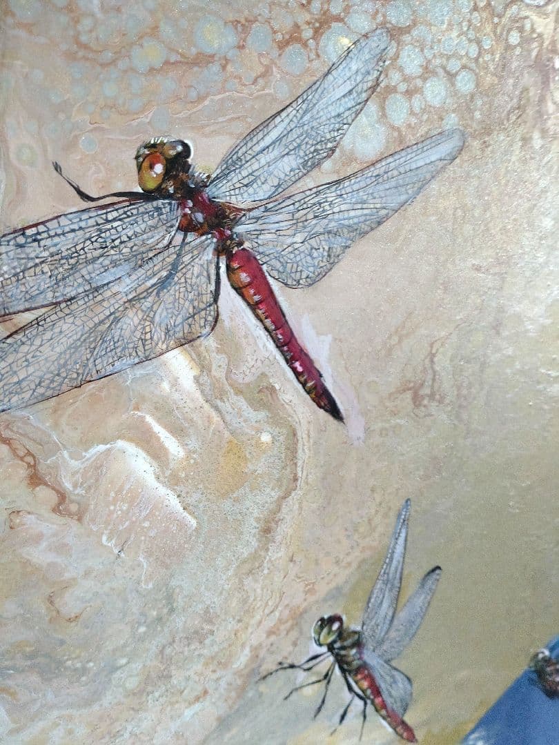 油絵【赤トンボ】1点物の原画/作者サイン入/F10号キャンバス