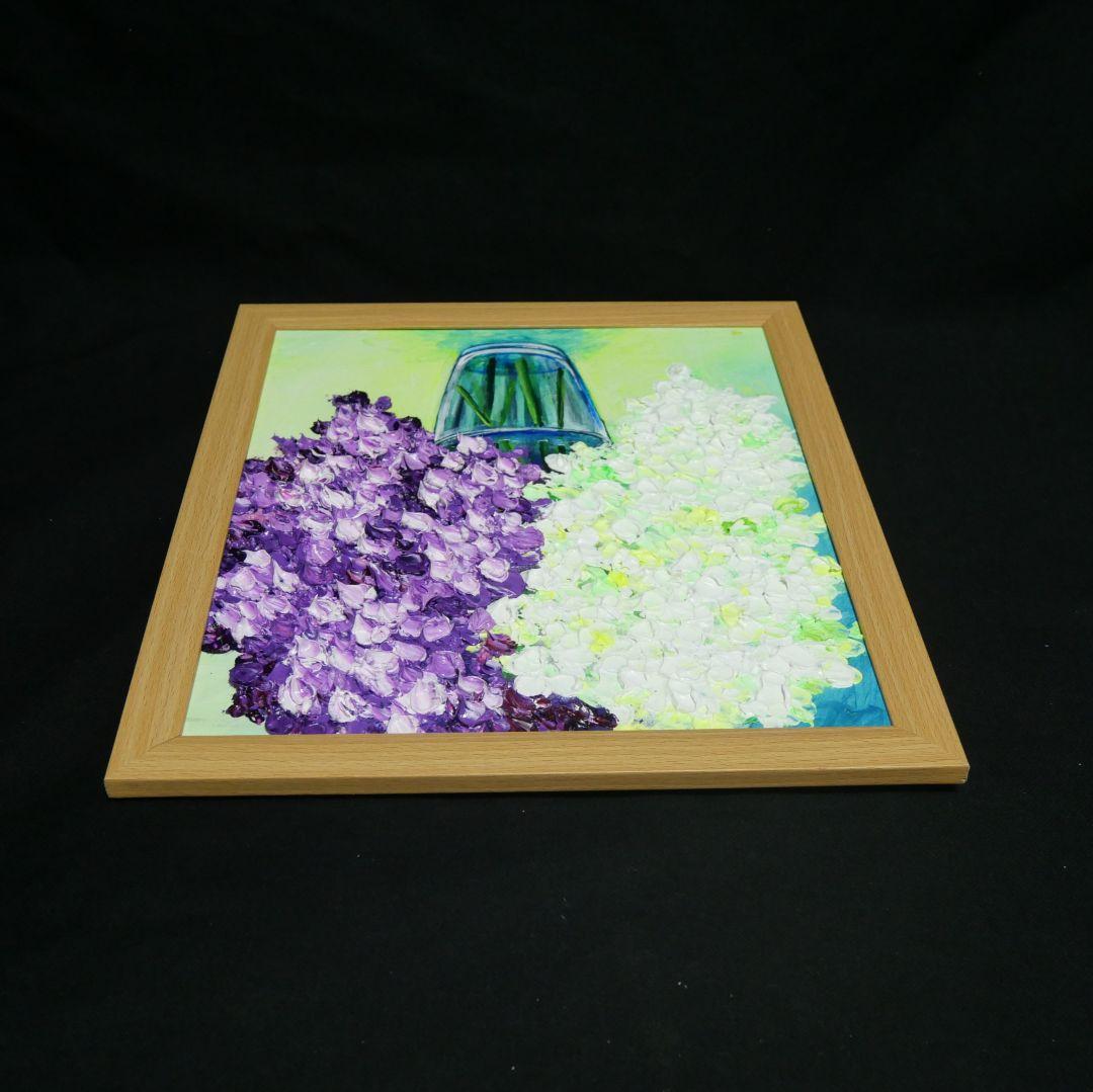 油絵 油彩 油彩画 絵 絵画 【白と紫のライラック】