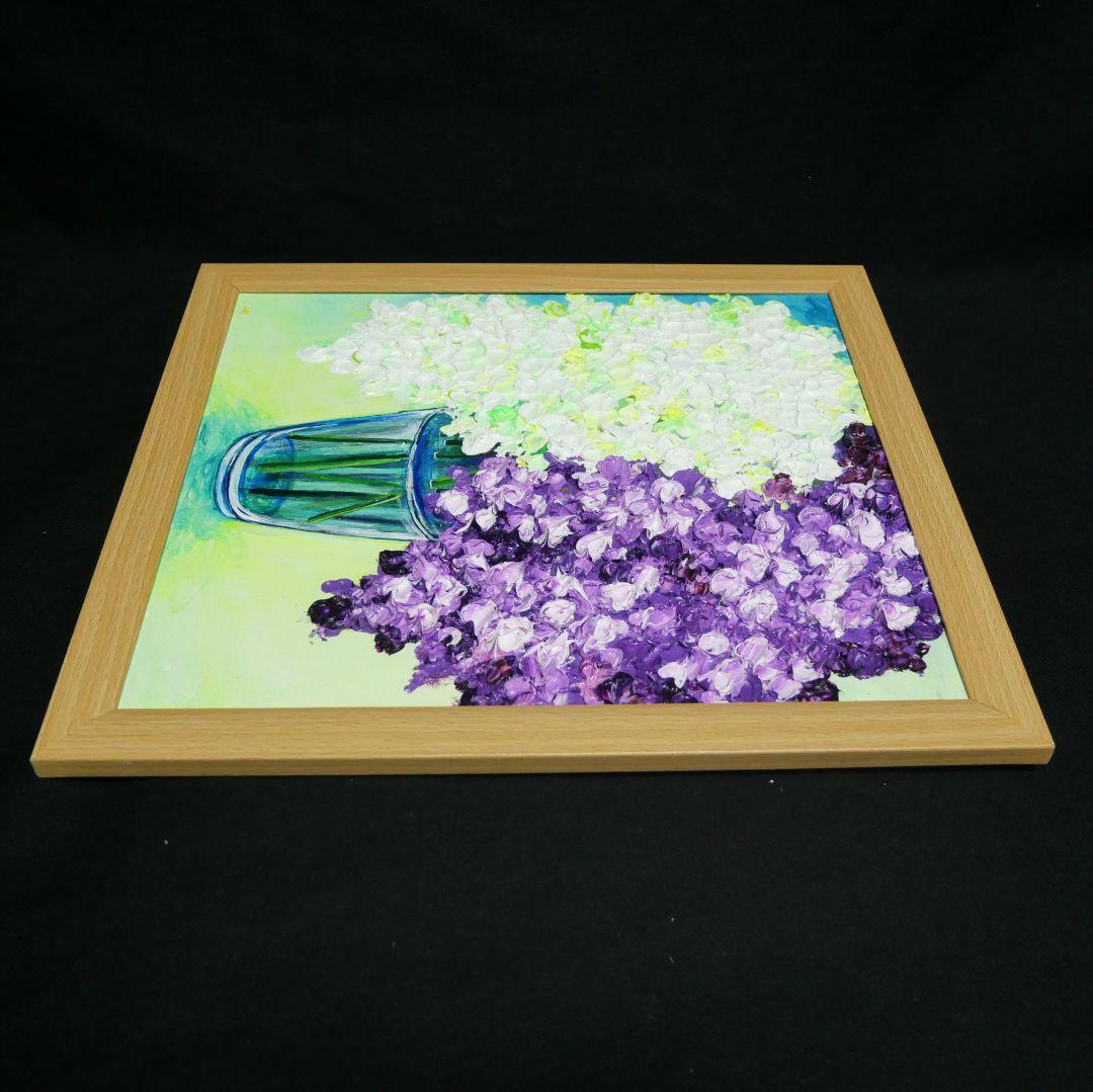 油絵 油彩 油彩画 絵 絵画 【白と紫のライラック】
