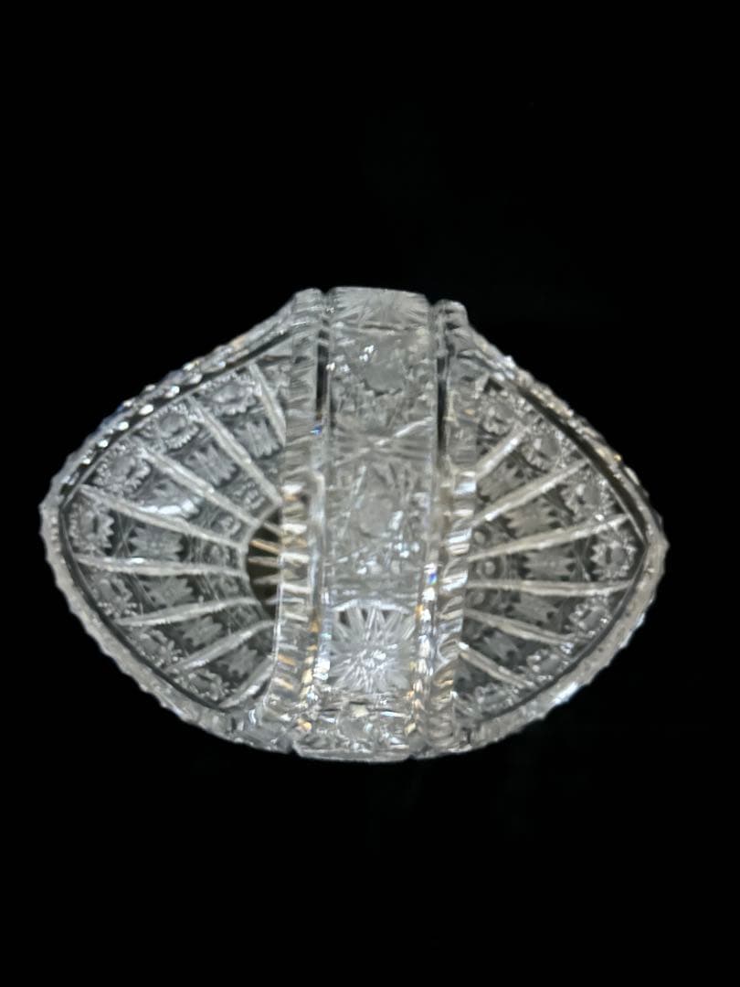 [美品]クリスタルガラス バスケット型装飾品