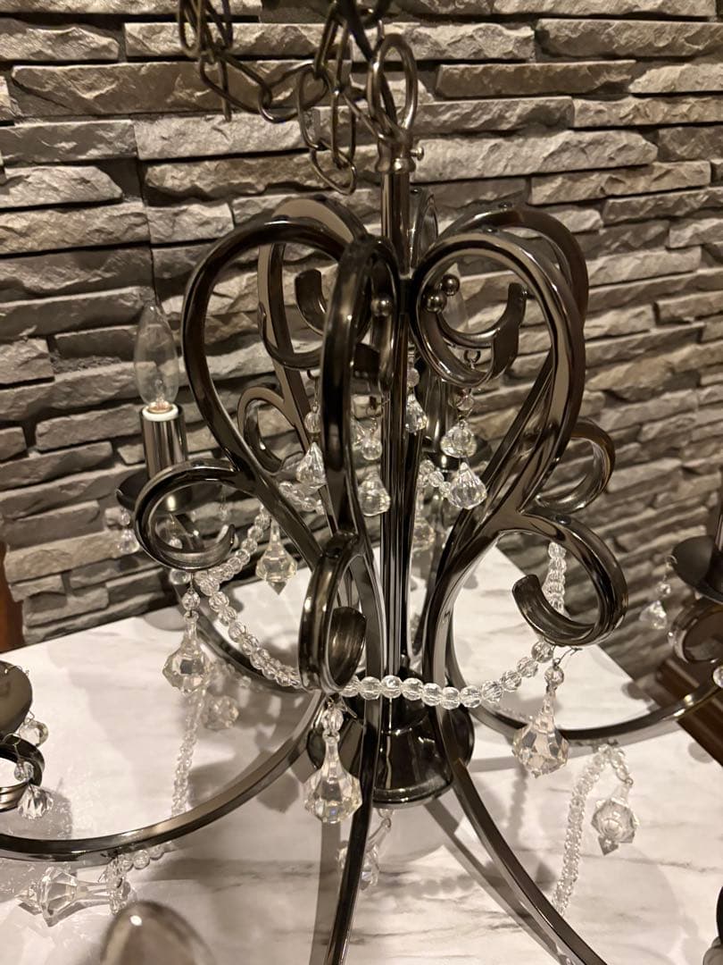 P*1様 ブラックシャンデリア 6灯 クリスタル装飾