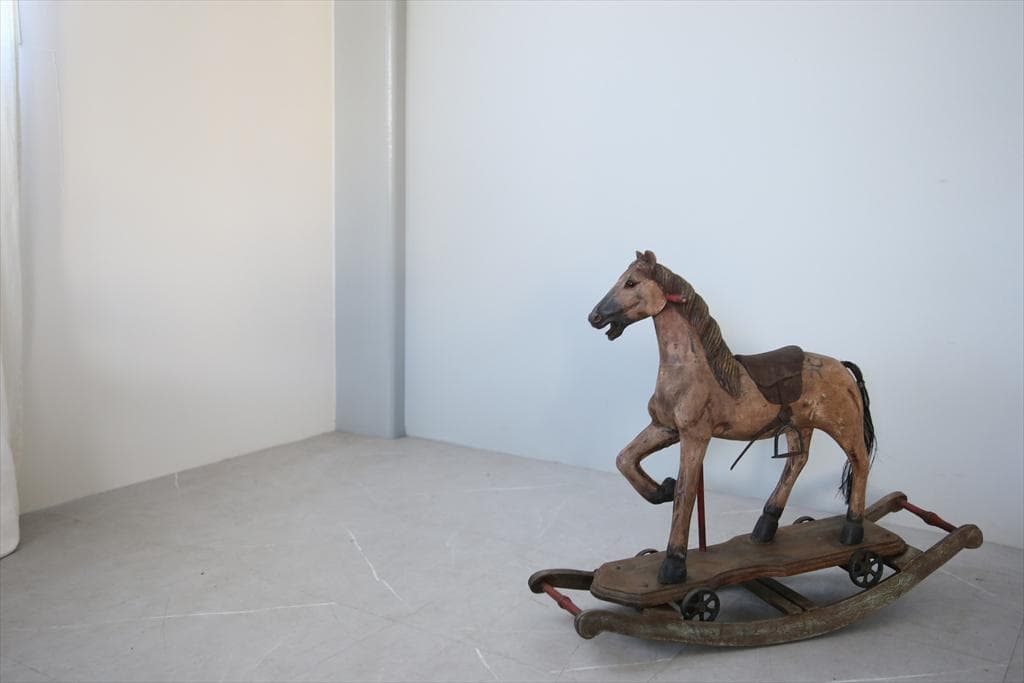 フランスアンティーク木製ロッキングホース/木馬/乗り物オブジェ(92-114)