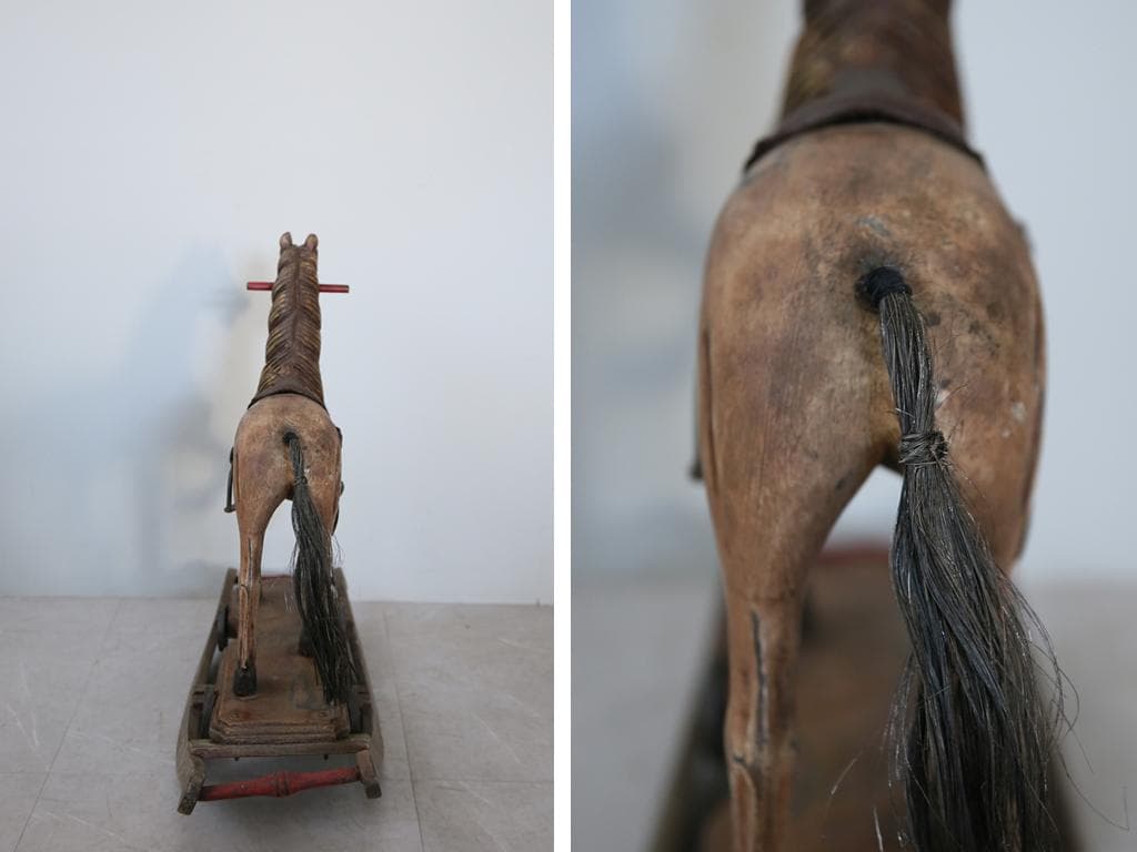 フランスアンティーク木製ロッキングホース/木馬/乗り物オブジェ(92-114)