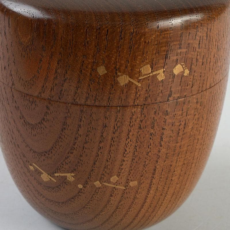 茶道具　山中漆器　中川巴之介作　桑製　梅蒔絵　棗　共箱　V　9321