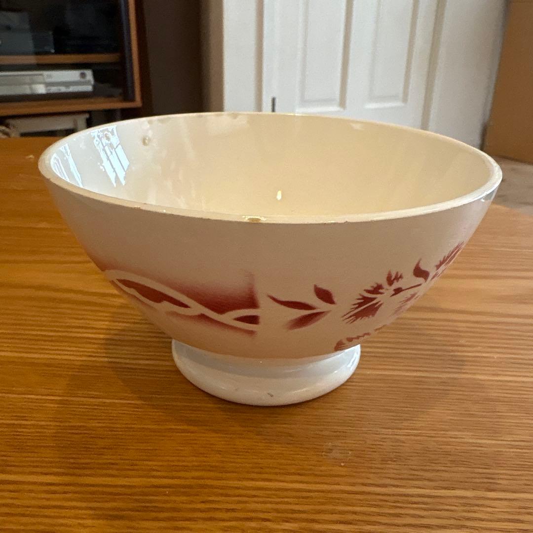 ディゴワンDigoin フランスアンティーク/カフェオレボール 赤 ローズ