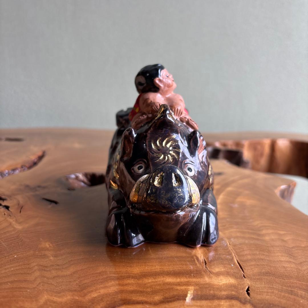 六兵衛窯 干支置物 「童亥遊春」亥年 清水焼 陶芸 たち吉 共箱