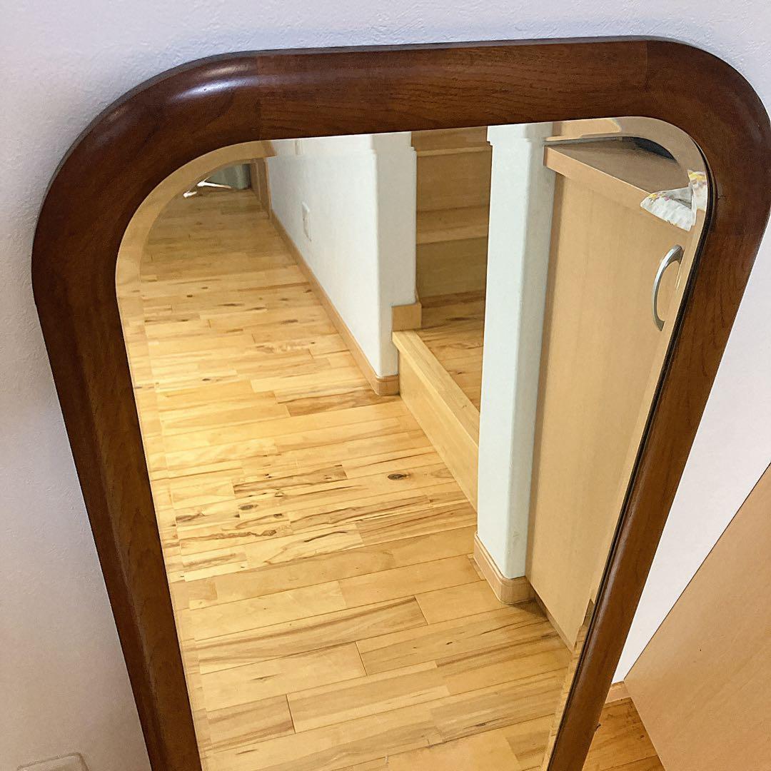 【お買い得 】ウォールミラー 壁掛け鏡 天然木 面取り鏡　姿見 アンティーク