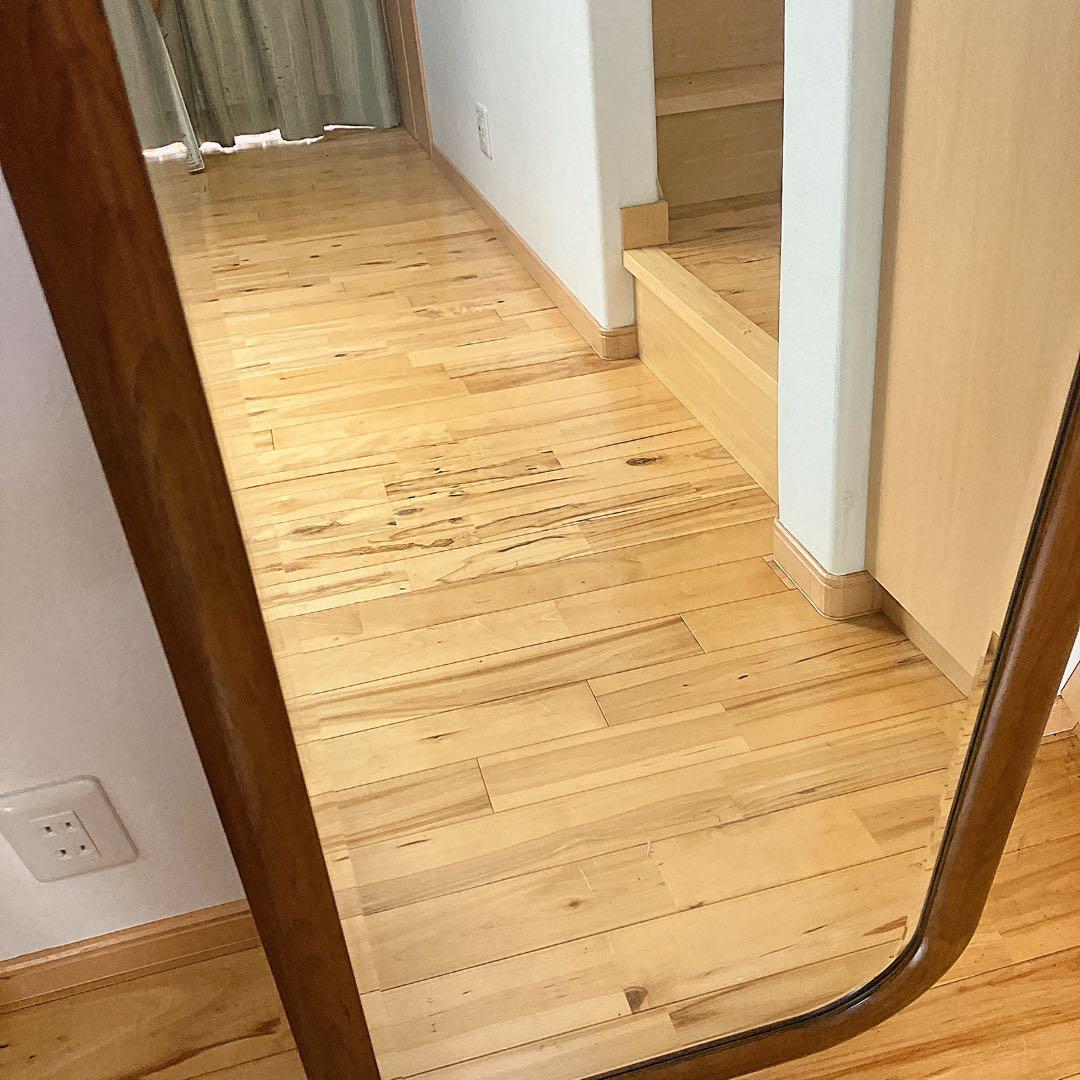 【お買い得 】ウォールミラー 壁掛け鏡 天然木 面取り鏡　姿見 アンティーク