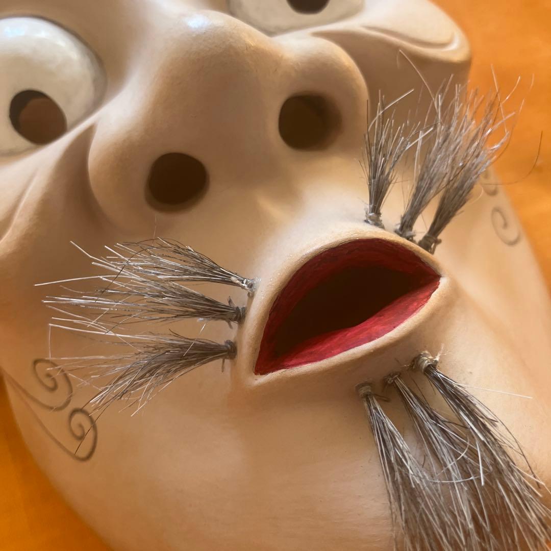 能面　狂言面　空吹　うそぶき　木彫り　手彫り　桐箱