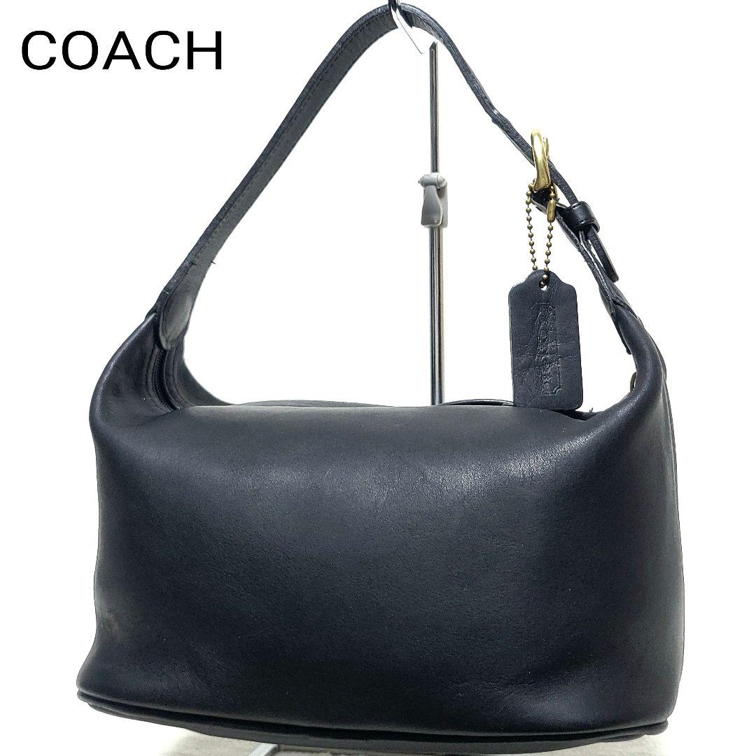 【美品】OLD COACH　ハンドバッグ レザー ポーチ チャーム 黒 4145