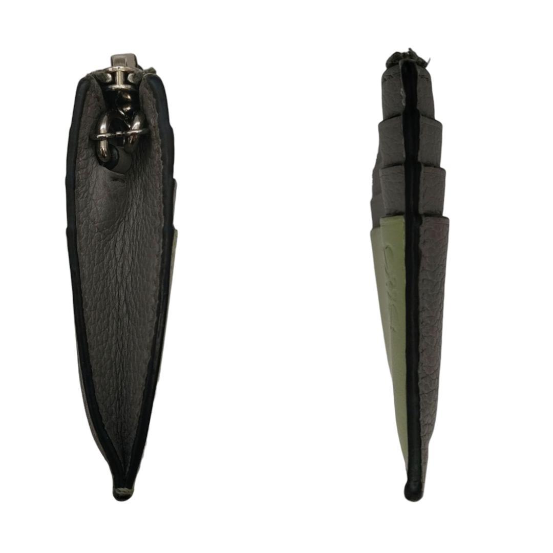 ロエベ　カードケース　スクエアカードホルダー　グレー　グリーン