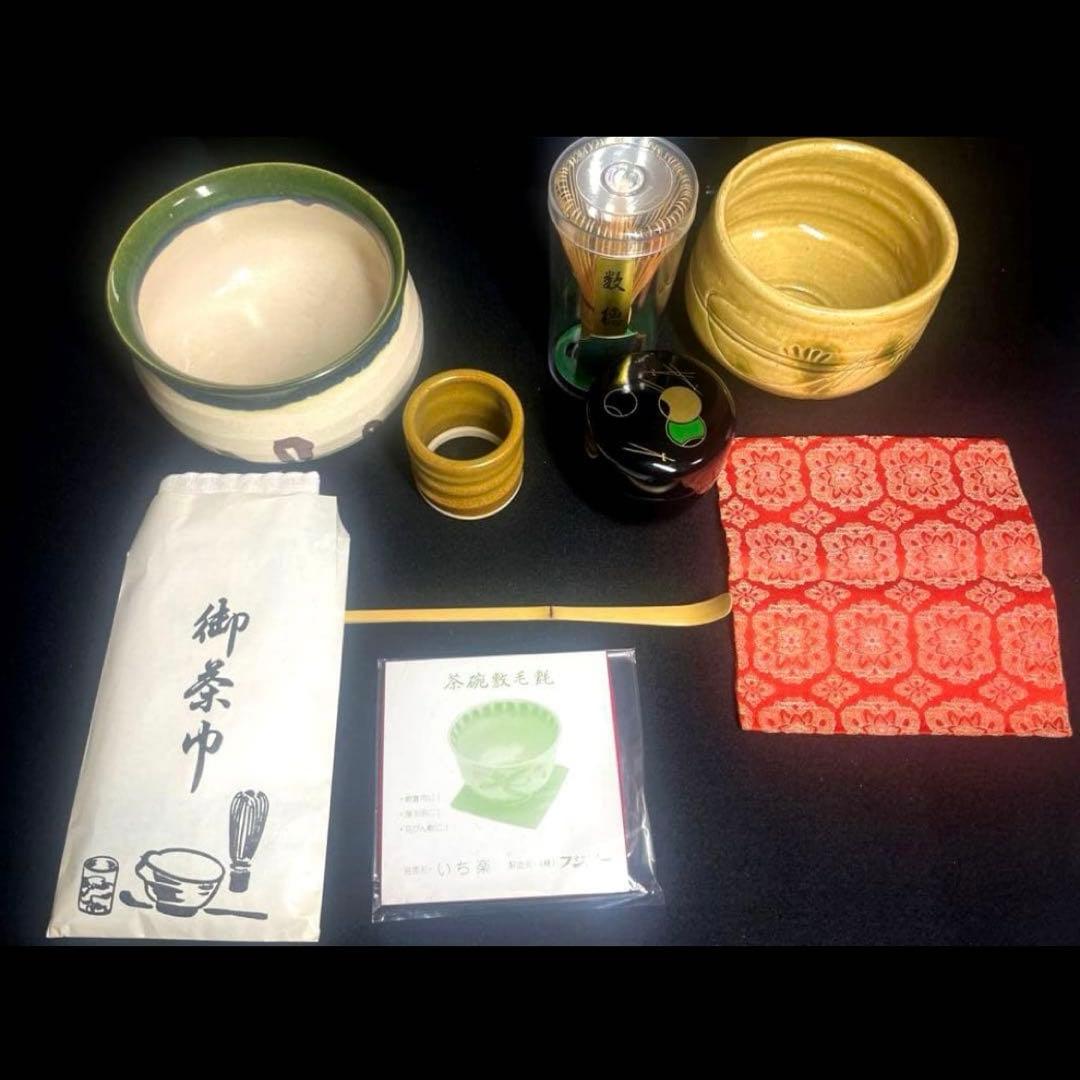 未使用品　茶箱セット 茶箱 茶道具 茶碗 棗 建水 香合 茶筅 茶杓