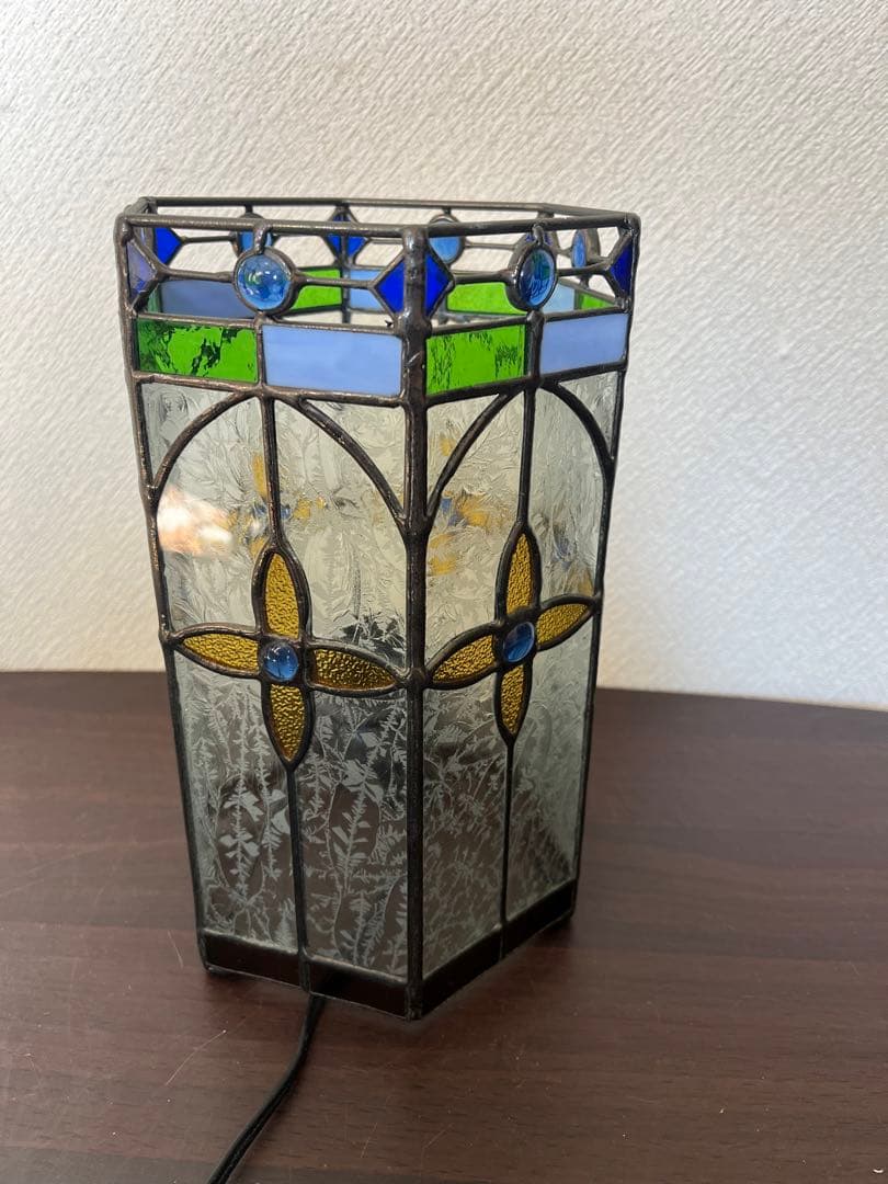 ステンドグラス ランプ 六角型 ディスプレイ ナイトランプ スタンドライト