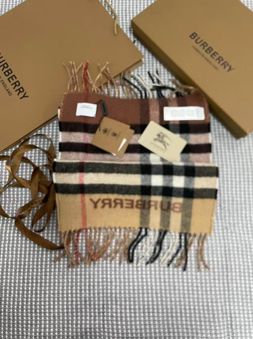 上品カラー カシミヤマフラー 美品