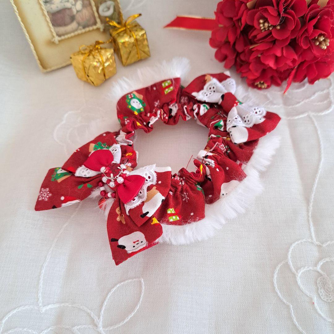 クリスマス短毛ファーシュシュ(赤シマナガエ)わんちゃん猫ちゃん用