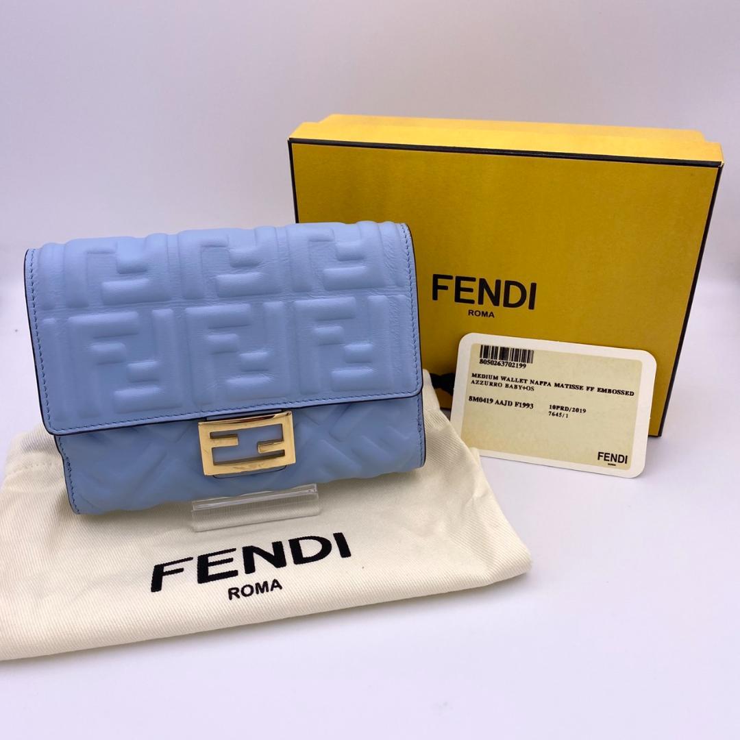美品 FENDI フェンディ ズッカ バケットウォレット エンボイスレザー