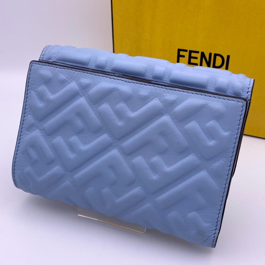 美品 FENDI フェンディ ズッカ バケットウォレット エンボイスレザー
