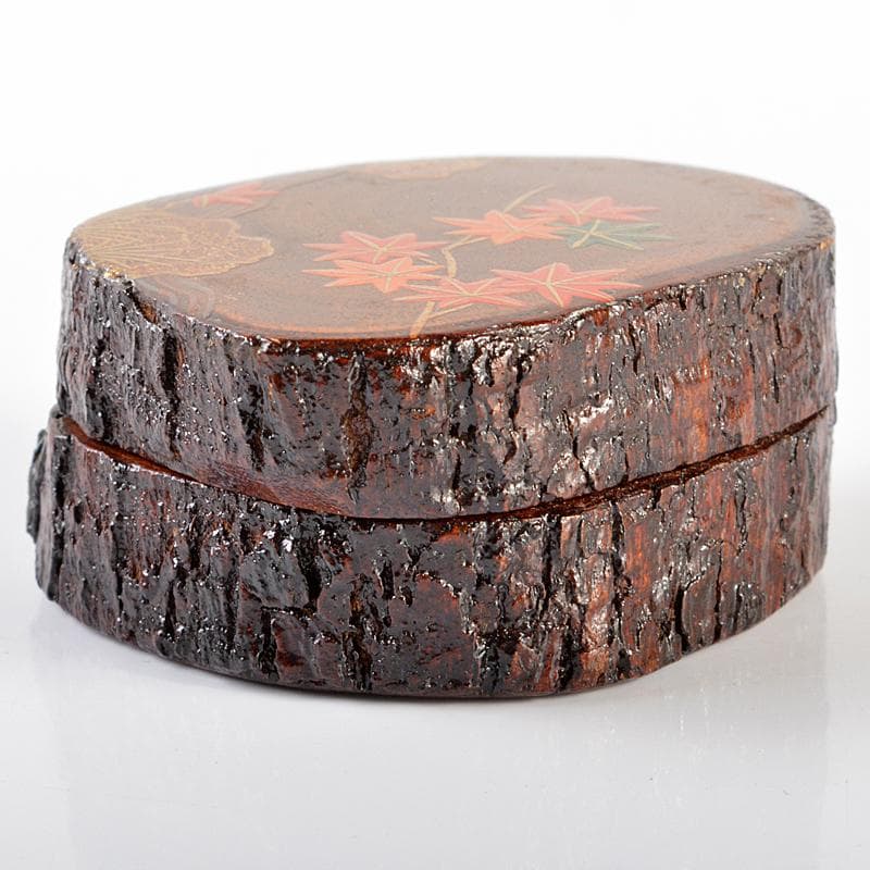 茶道具　山中塗　中村宗悦作　流水に紅葉蒔絵　香合　共箱　V　R6339