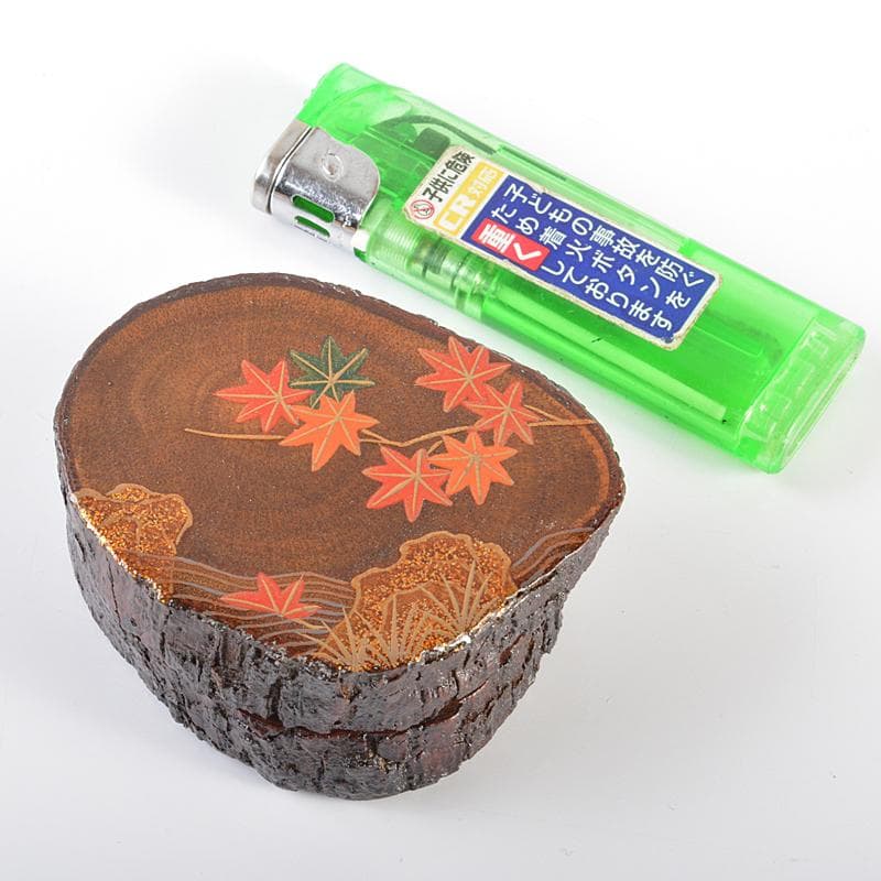 茶道具　山中塗　中村宗悦作　流水に紅葉蒔絵　香合　共箱　V　R6339