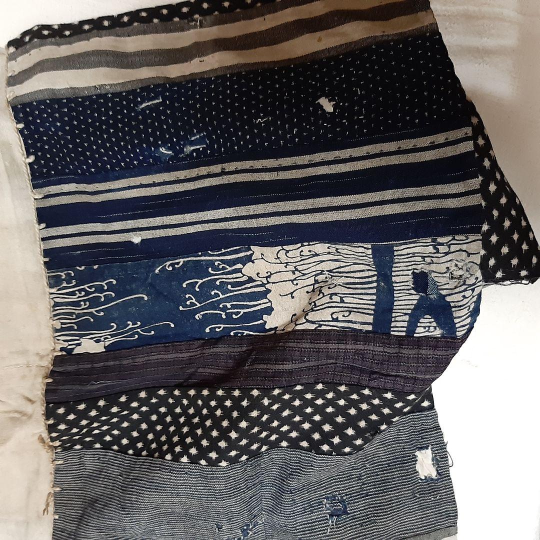 襤褸　巾着　藍木綿