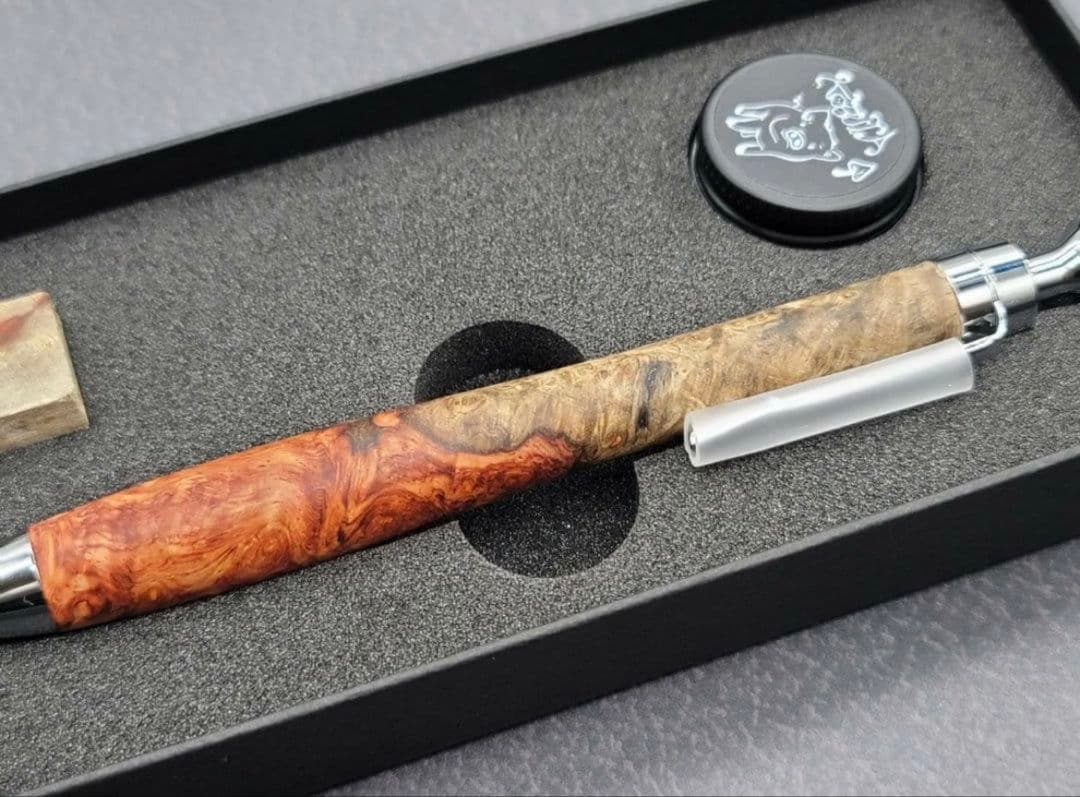 い*き様 こぶた工房　極上花梨瘤青赤　シャープペンシル0.5