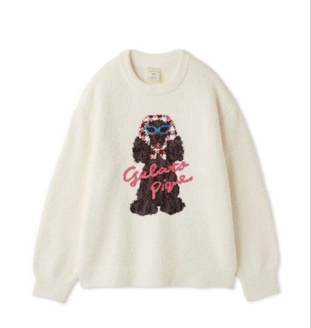 新品♡ジェラートピケ♡ スカーフDOGジャガードプルオーバー&ロングパンツセット