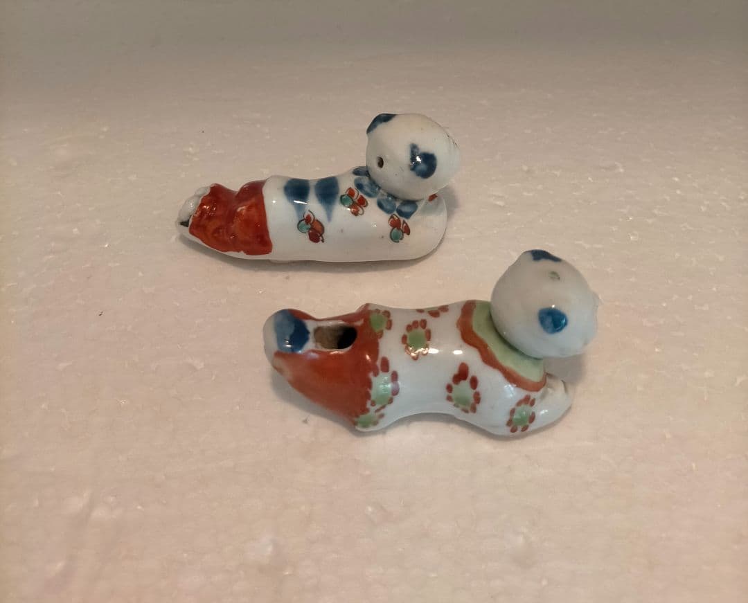 江戸時代　柿右衛門　唐子形笛　江戸時代中期の型1個、後期型1個　伊万里焼　有田焼