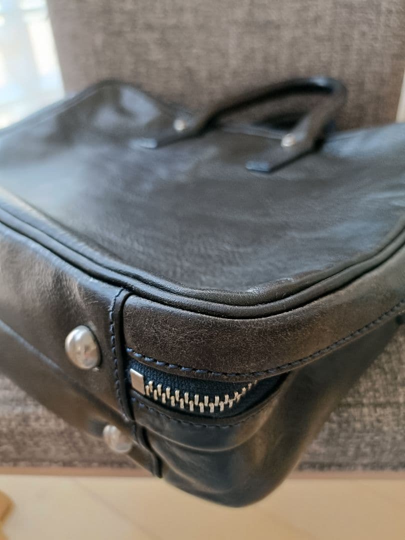 万双　シモーネＢＯＸ　ダブル天ファスナー　ネイビー　ショルダーストラップ欠品