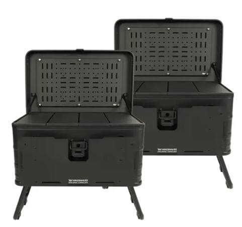 【新品未使用】47L大容量脚付きDIYアルミコンテナ ボックス2つ ブラック