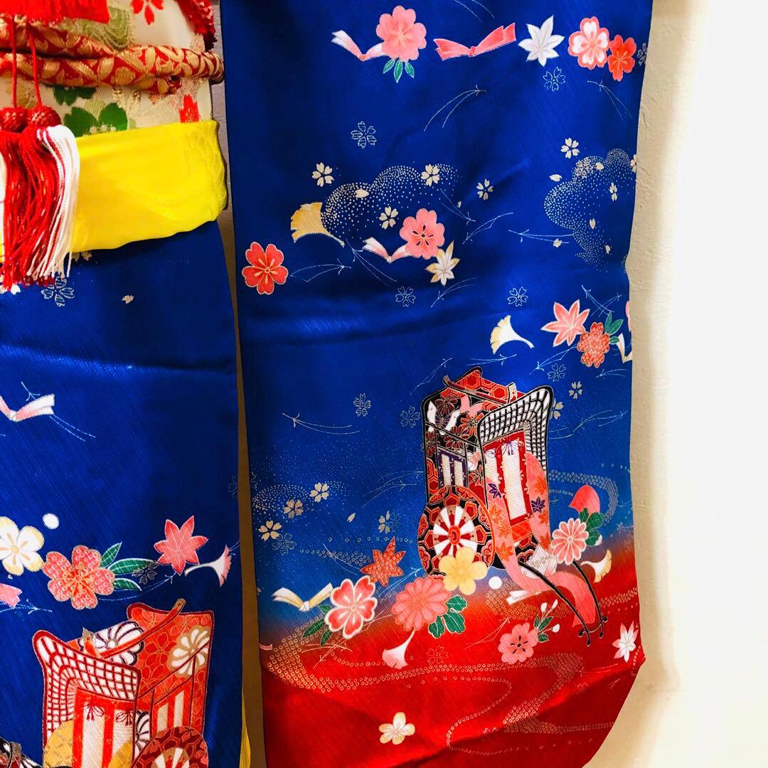 七五三 七歳‼️正絹御所車桜金彩金箔際立つ‼️完全フルセット‼️