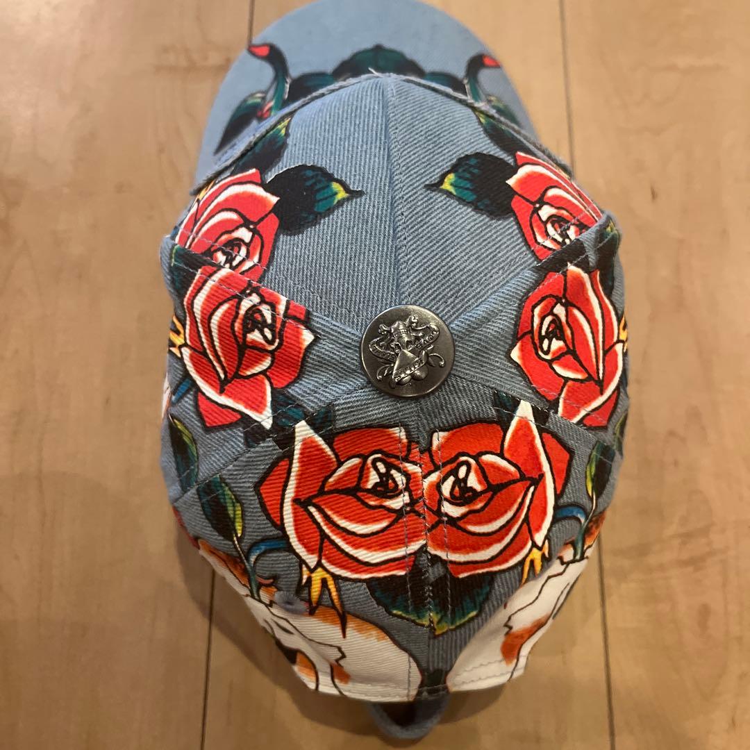 ［海外モデルレア】Ed Hardy スカル バラ ヴィンテージ風キャップ