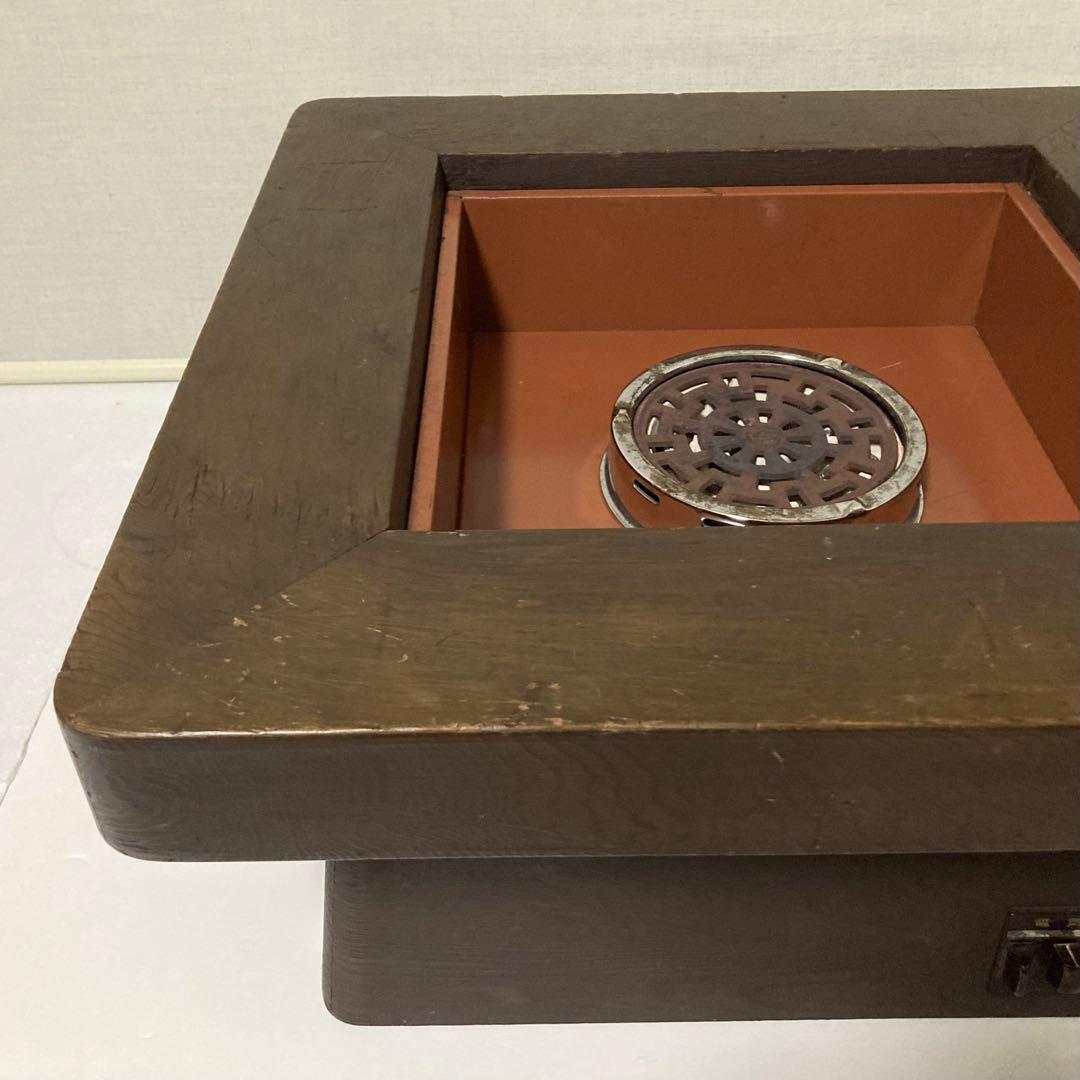 日立 電気火鉢 コンロ ストーブ 座卓 木製 関西 縁付き 昭和レトロ 難有り