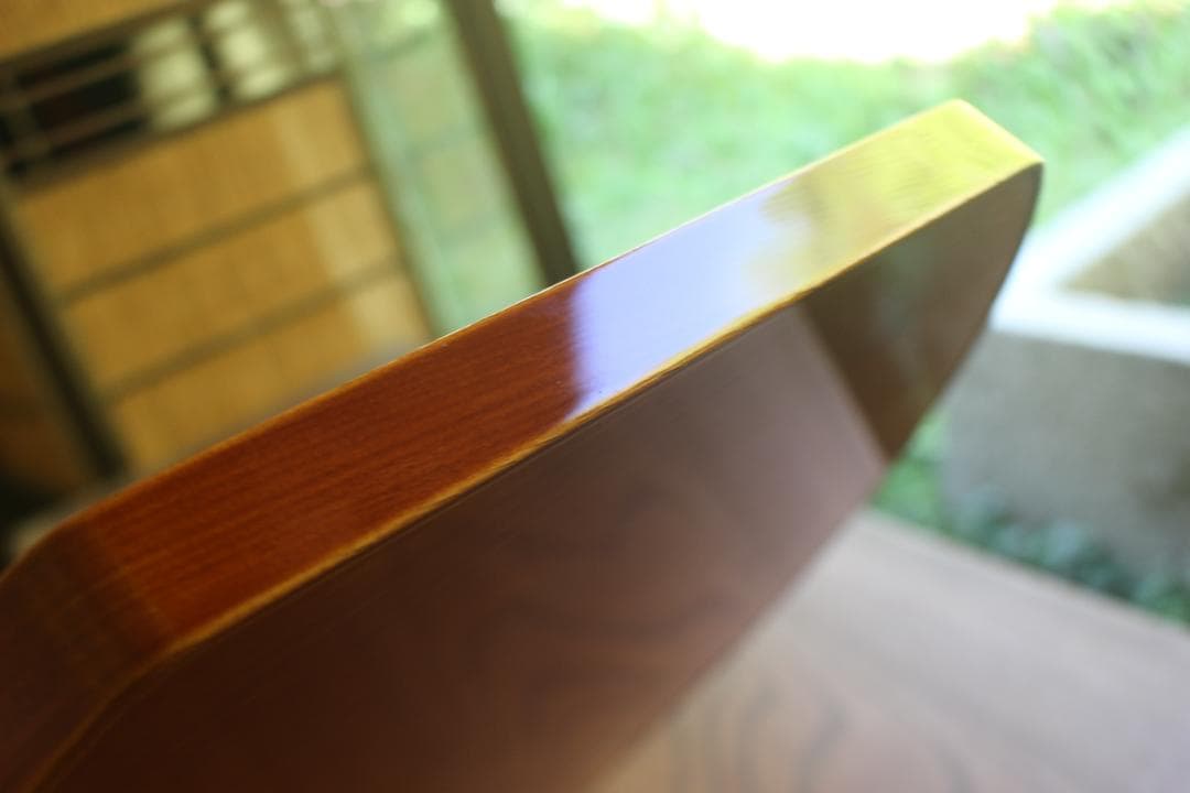 デッドストック！優美な拭き漆の映える春慶塗の半月盆（検漆器漆盆茶道具お盆お膳