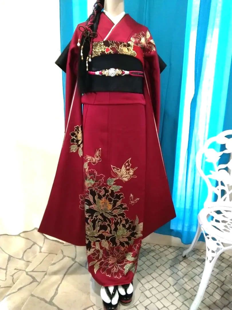 振袖フルセット、正絹振袖成人式、重ね衿、、西陣京の袋帯、襦袢