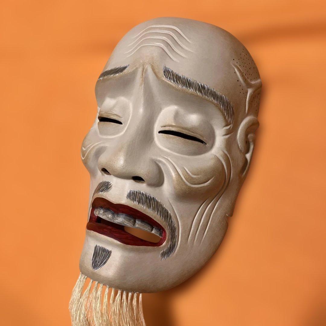 能面　景清　かげきよ　木彫り　手彫り　桐箱