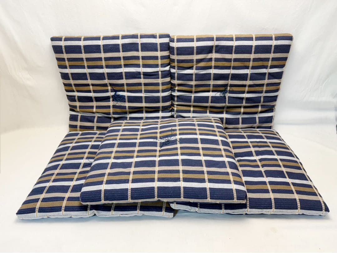 未使用 茶道具 茶席用 和調柄 吉野格子 手作り 座布団 10枚組 敷物 紙箱