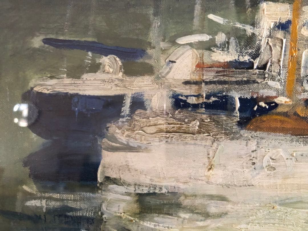 岡義実 油絵 絵画 「トゥルーヴィル」額寸 縦930㎜横740㎜ サインあり