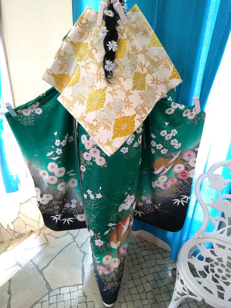 振袖フルセット、正絹振袖、成人式、重ね衿帯揚げ帯締め、西陣袋帯、長襦袢