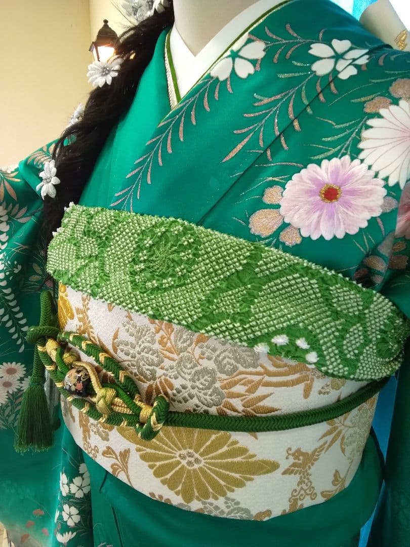 振袖フルセット、正絹振袖、成人式、重ね衿帯揚げ帯締め、西陣袋帯、長襦袢