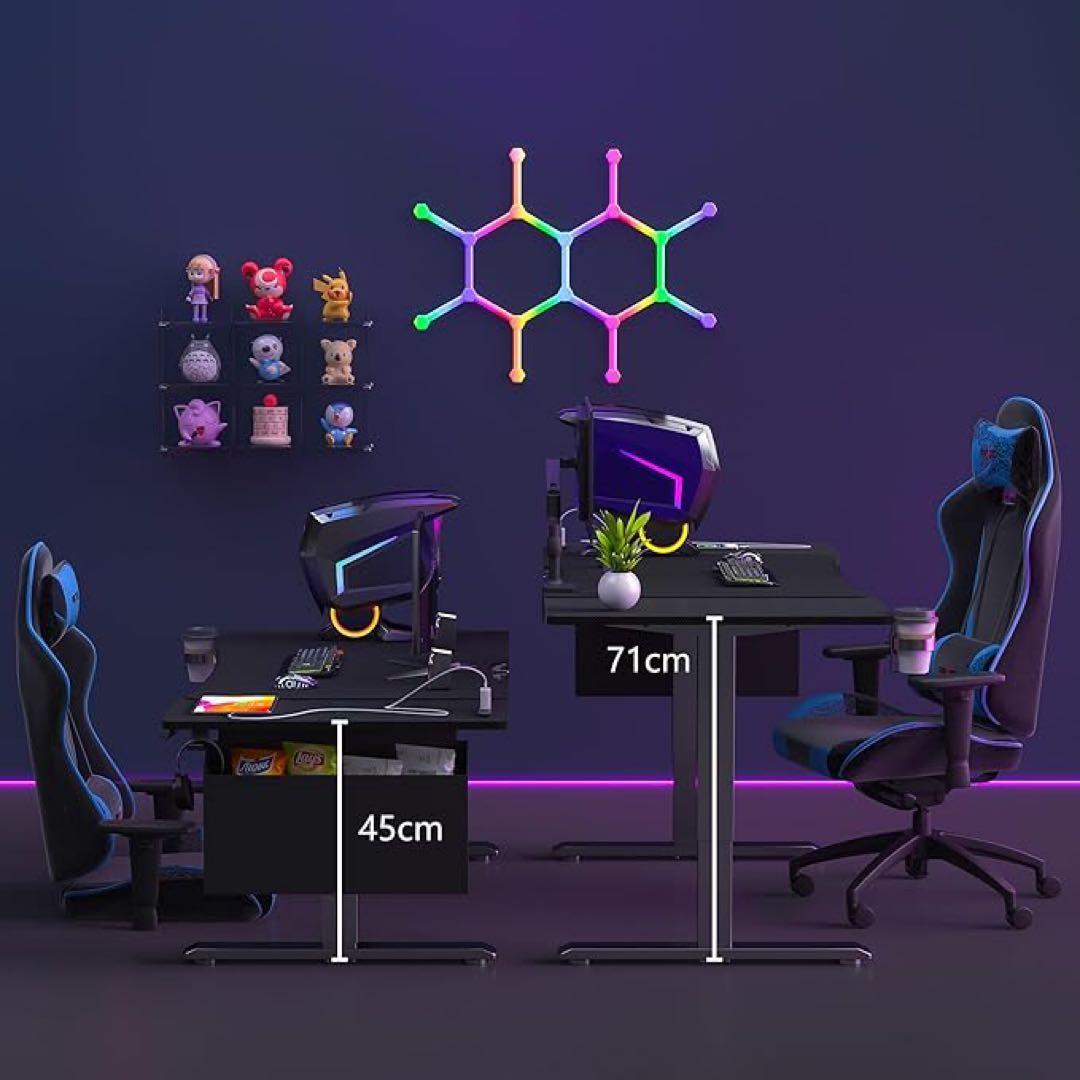 ゲーミングデスク 電動 昇降デスク pcパソコンデスク 上下自動昇降式 ブラック