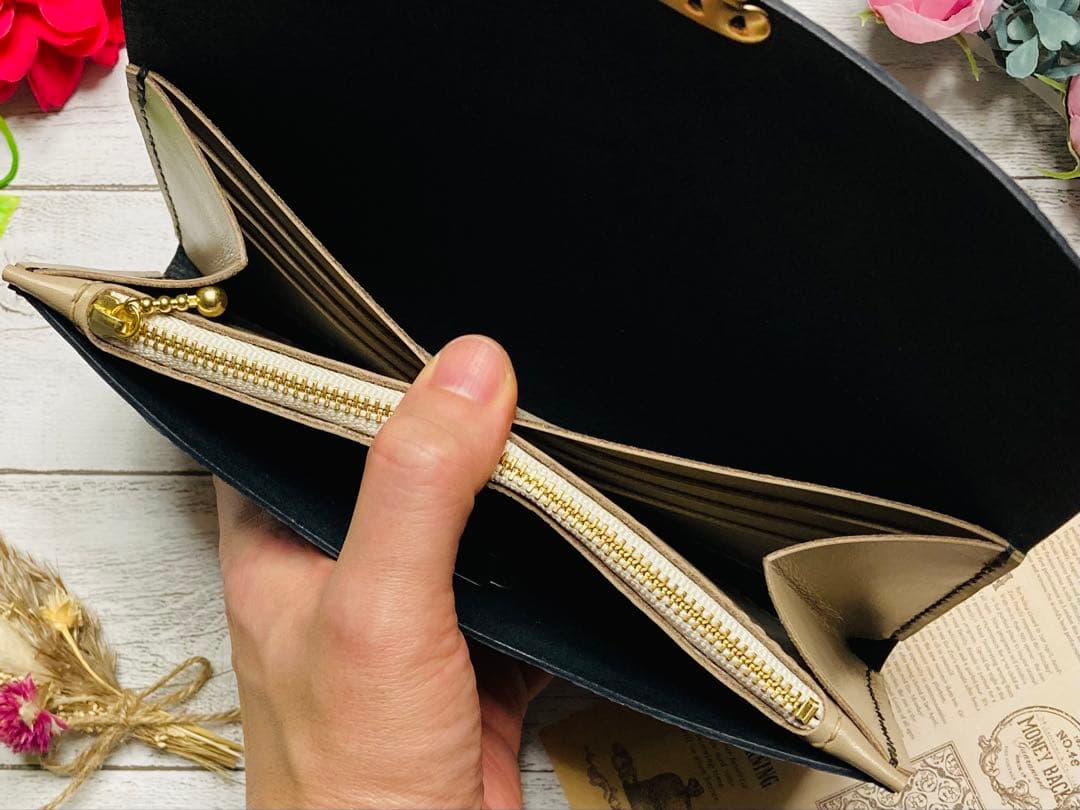 ❤️【新色♪】【綺麗な水シボ♪】高級感×シンプルデザイン大人お洒落な総本革長財布黒