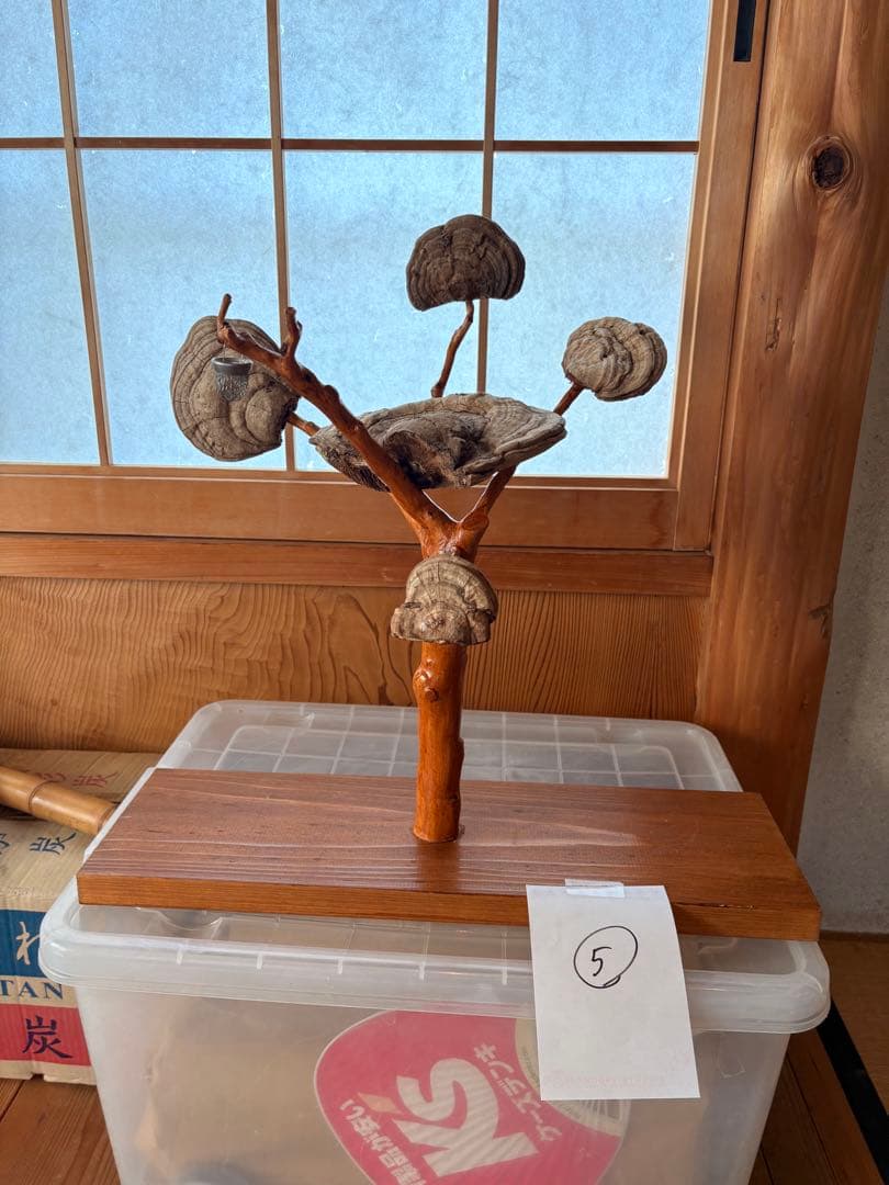 木製キノコデザイン置物 約30cm