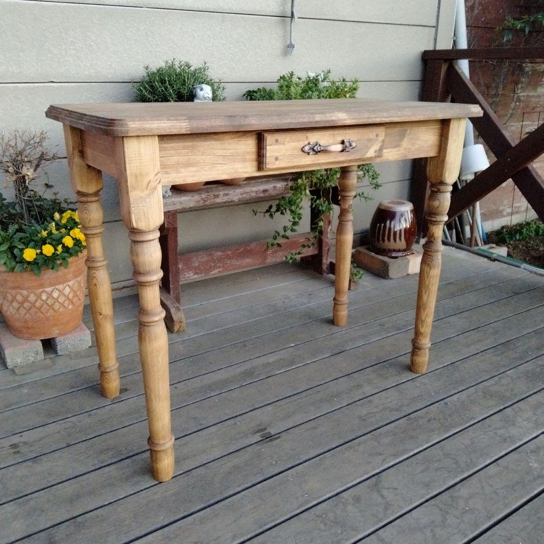 カントリー木工　ろくろ脚のパソコンデスク　学習机　作業台