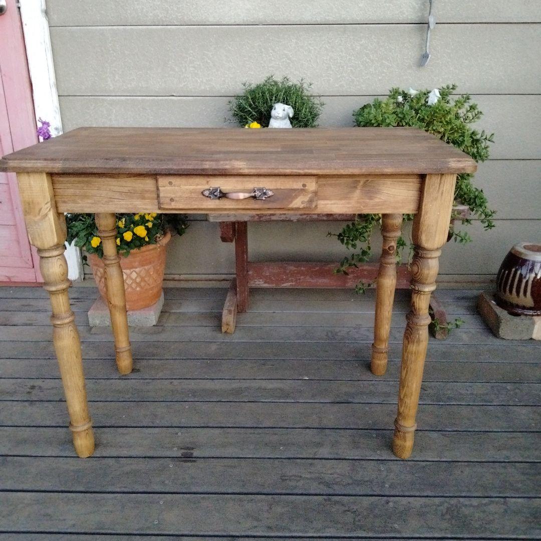 カントリー木工　ろくろ脚のパソコンデスク　学習机　作業台