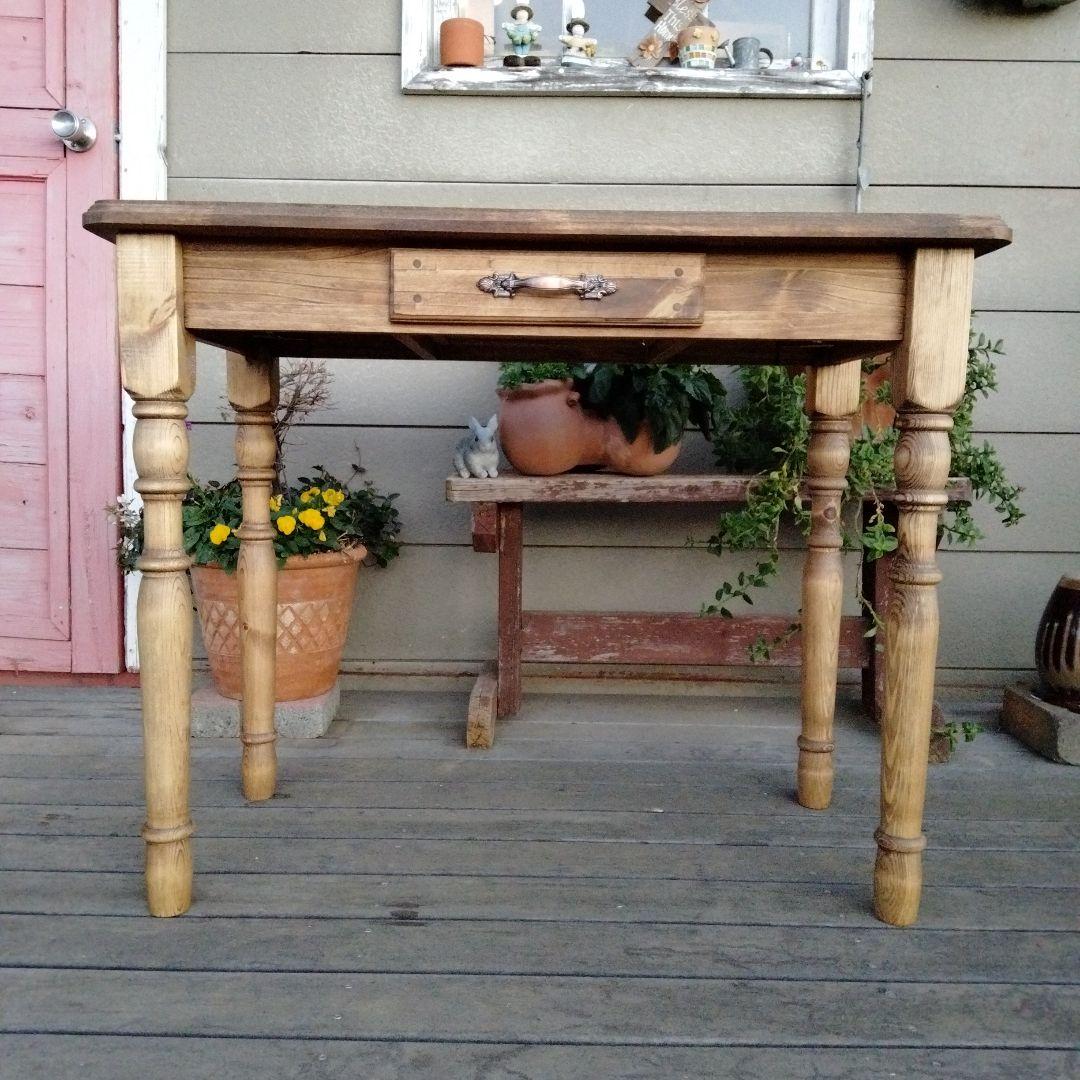 カントリー木工　ろくろ脚のパソコンデスク　学習机　作業台