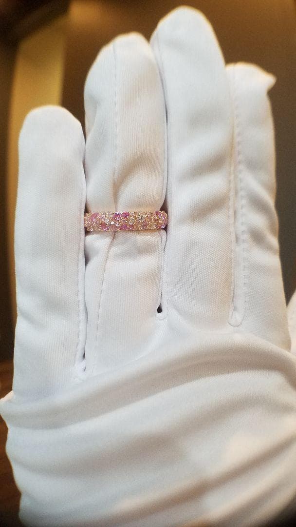 専用！最高級ソナダイヤ&人工ピンクサファイア　パヴェフルエタニティ 8.5号